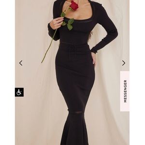 house of CB sasha black dainty midi dress